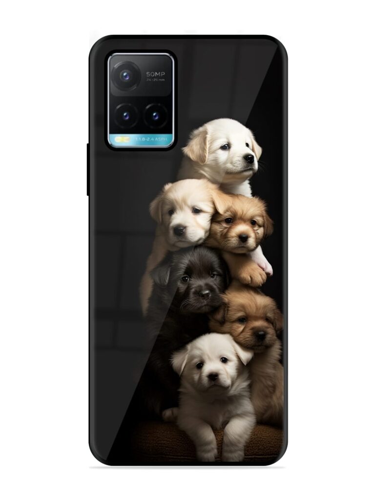 Cute Baby Dogs Glossy Metal Phone Cover for Vivo Y33s Zapvi