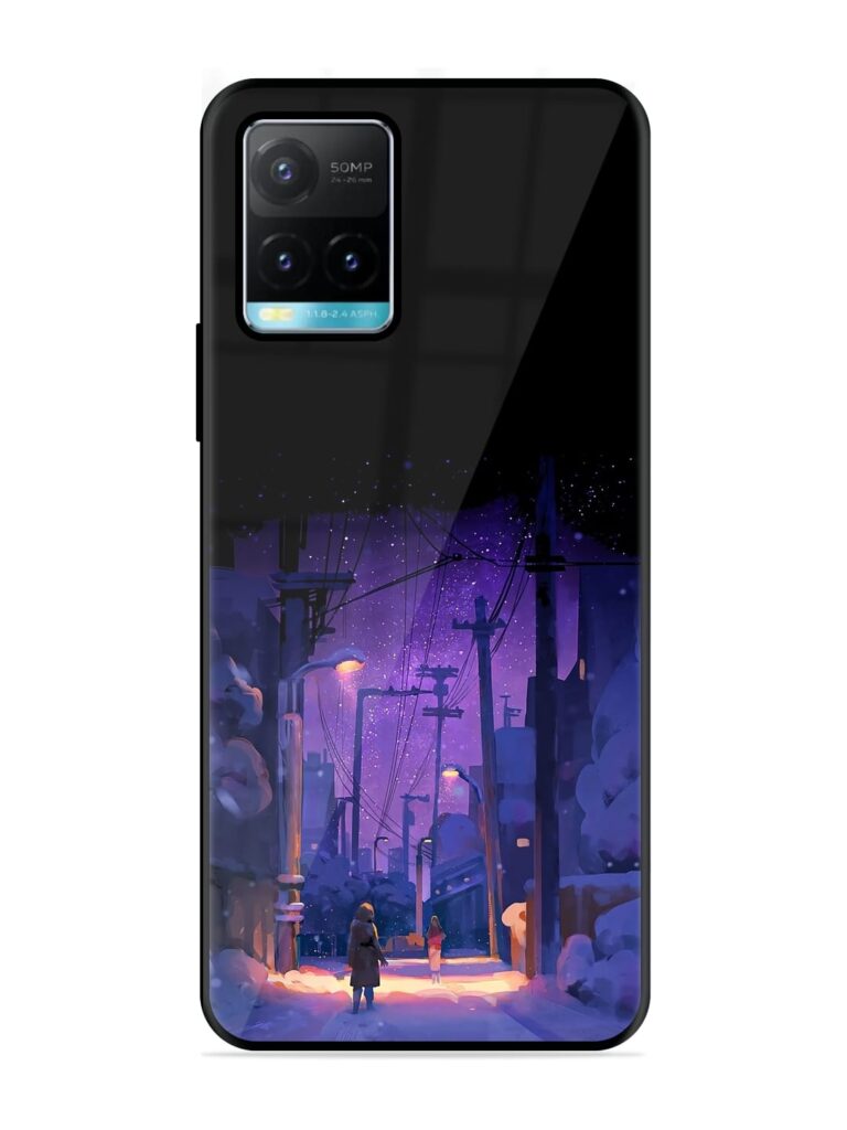 Winter Anime Art Glossy Metal Phone Cover for Vivo Y33s Zapvi