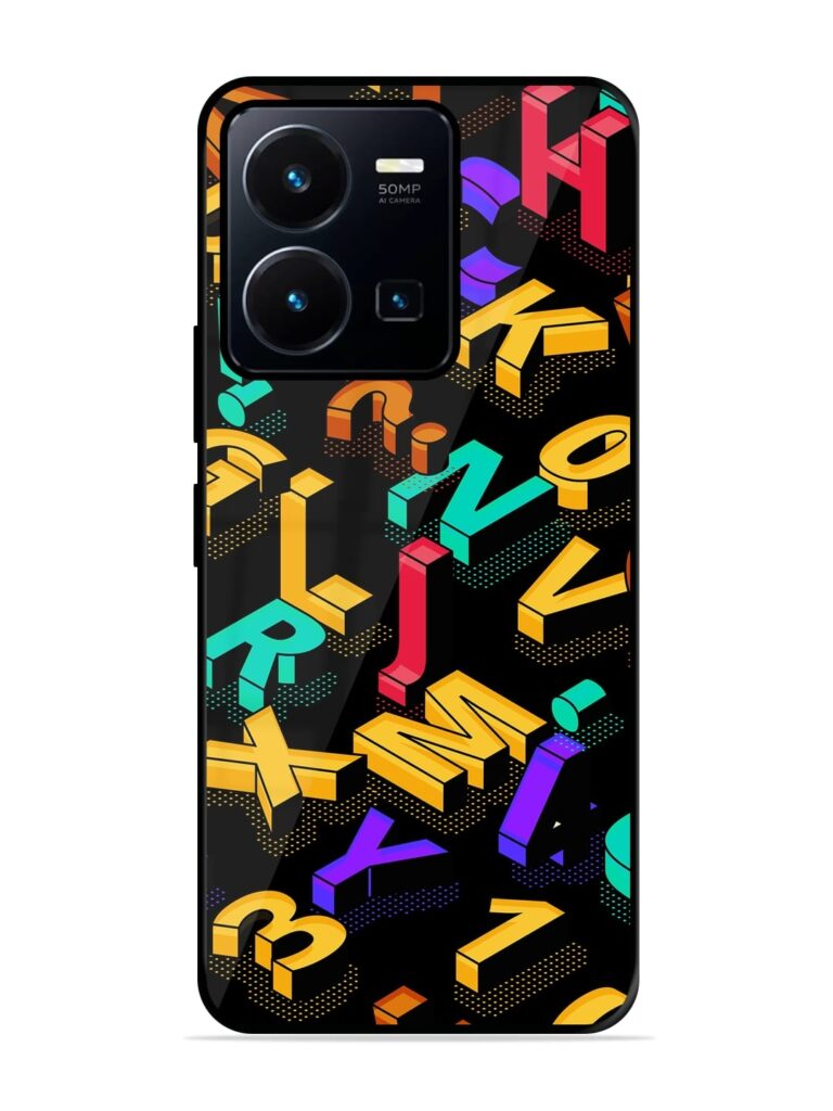 Seamless Pattern With Letters Premium Glass Case for Vivo Y35 Zapvi