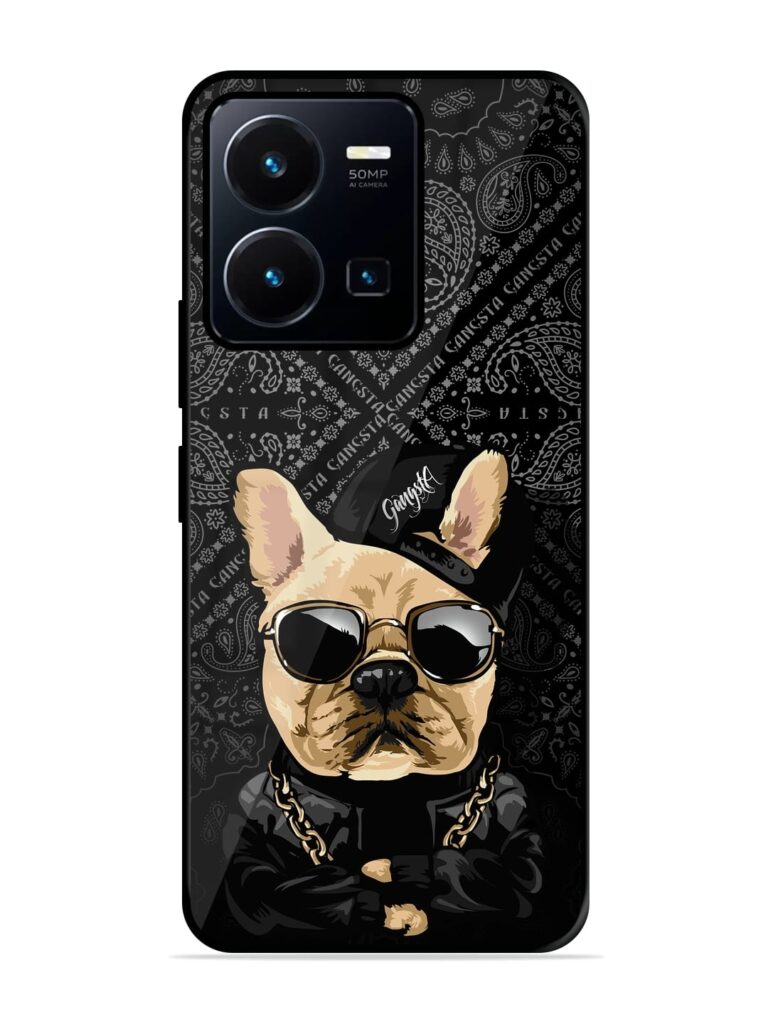 Gangsta Cool Sunglasses Dog Premium Glass Case for Vivo Y35 Zapvi