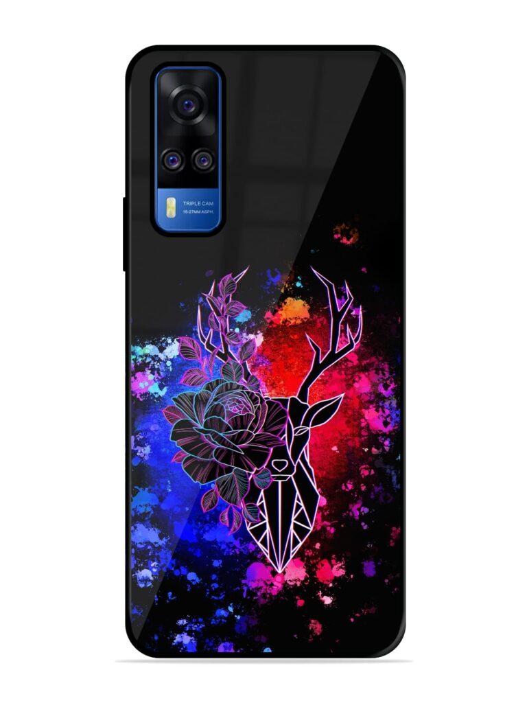 Floral Deer Art Glossy Metal Phone Cover for Vivo Y51 Zapvi