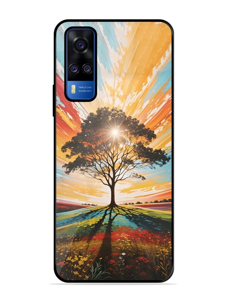 Abstract Tree Colorful Art Glossy Metal Phone Cover for Vivo Y51 Zapvi