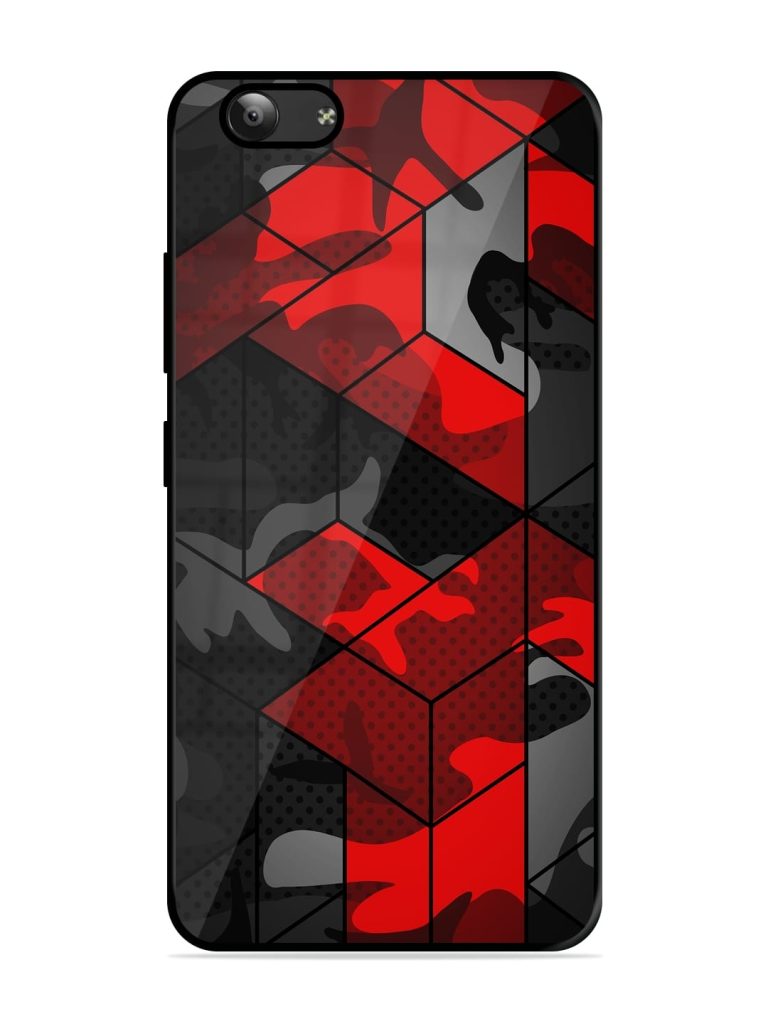 Royal Red Camouflage Pattern Premium Glass Case for Vivo Y53 Zapvi