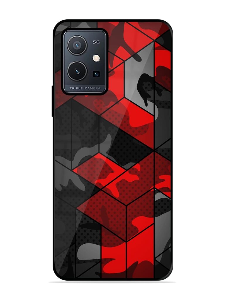 Royal Red Camouflage Pattern Glossy Metal TPU Case for Vivo Y75 (5G) Zapvi