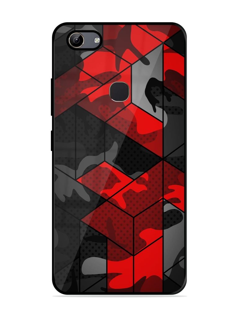 Royal Red Camouflage Pattern Premium Glass Case for Vivo Y81 Zapvi