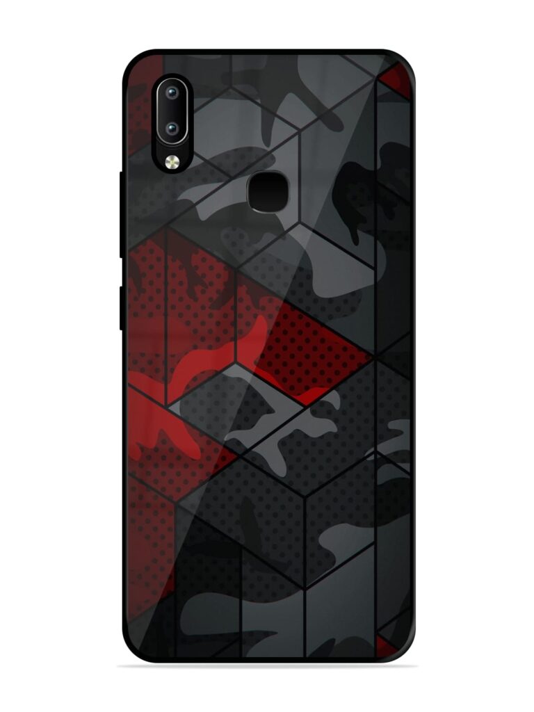 Red And Grey Pattern Premium Glass Case for Vivo Y91 Zapvi