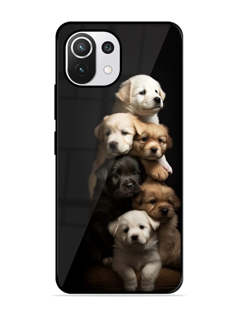 Cute Baby Dogs Glossy Metal TPU Case for Xiaomi Mi 11 Lite NE (5G) Zapvi