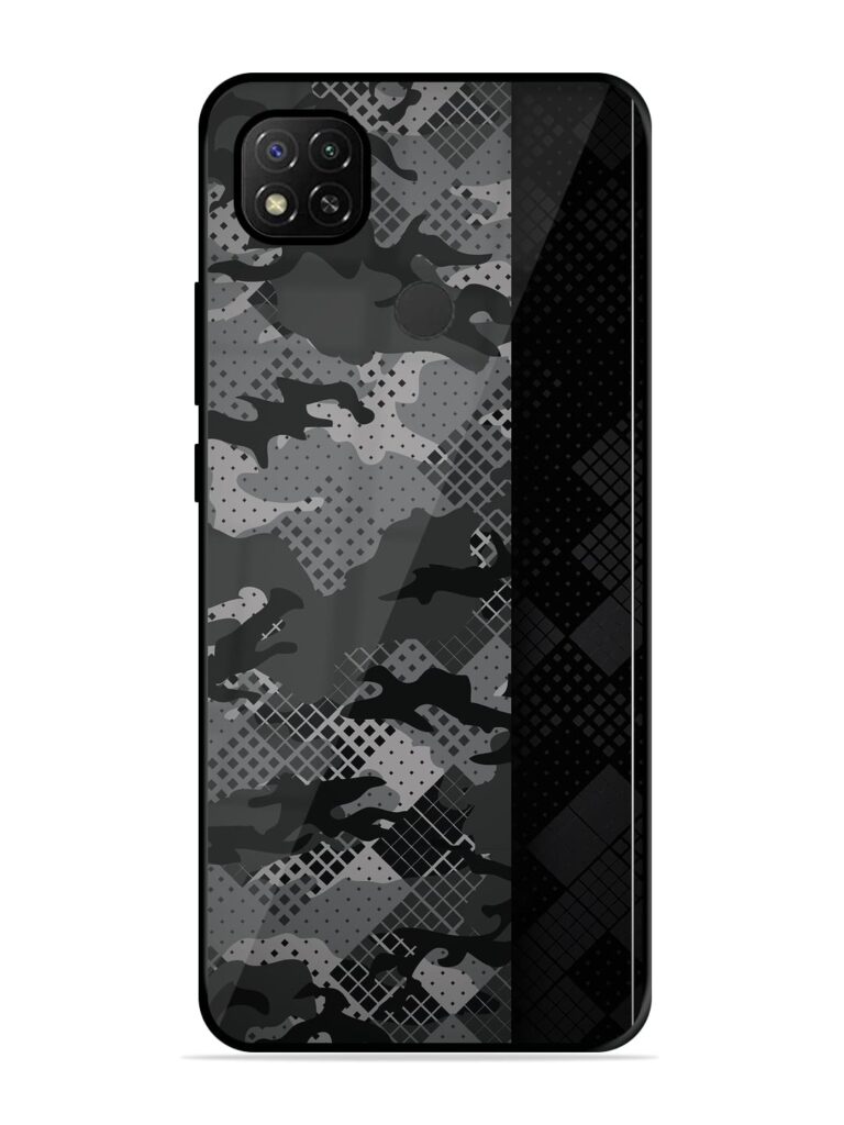 Dark Camouflage Premium Glass Case for Xiaomi Redmi 9 Zapvi