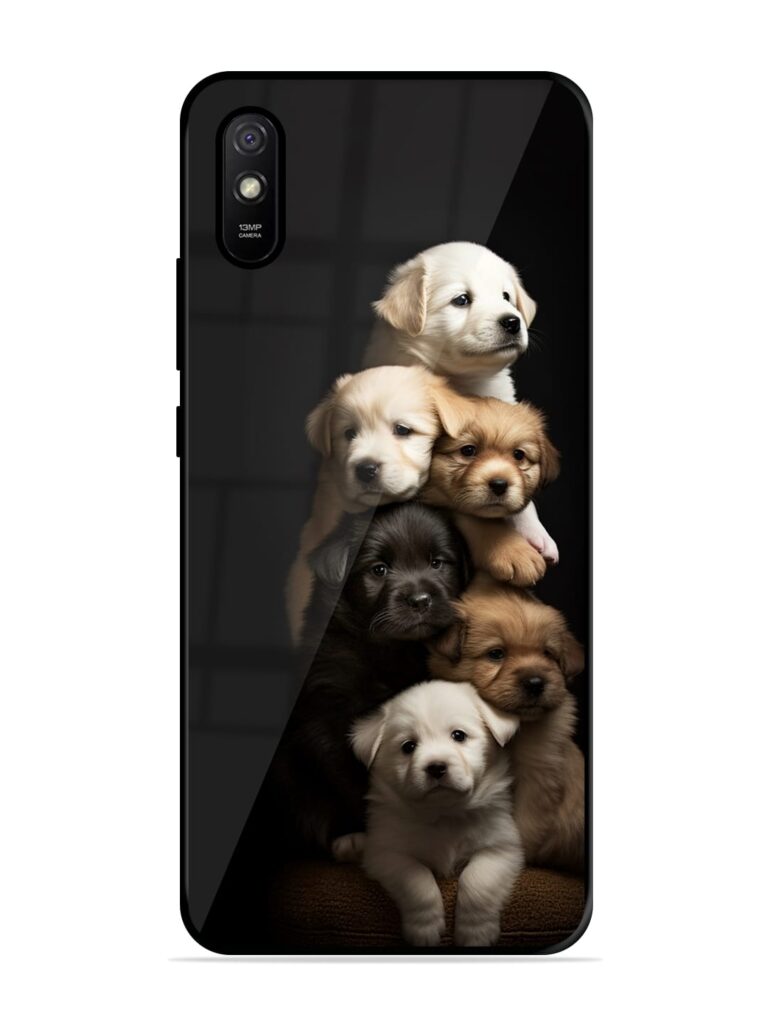 Cute Baby Dogs Premium Glass Case for Xiaomi Redmi 9A Zapvi