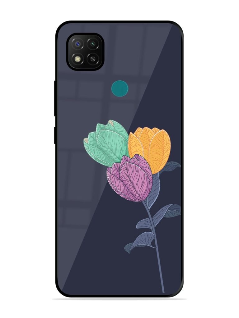 Flower Vector Premium Glass Case for Xiaomi Redmi 9 Activ Zapvi