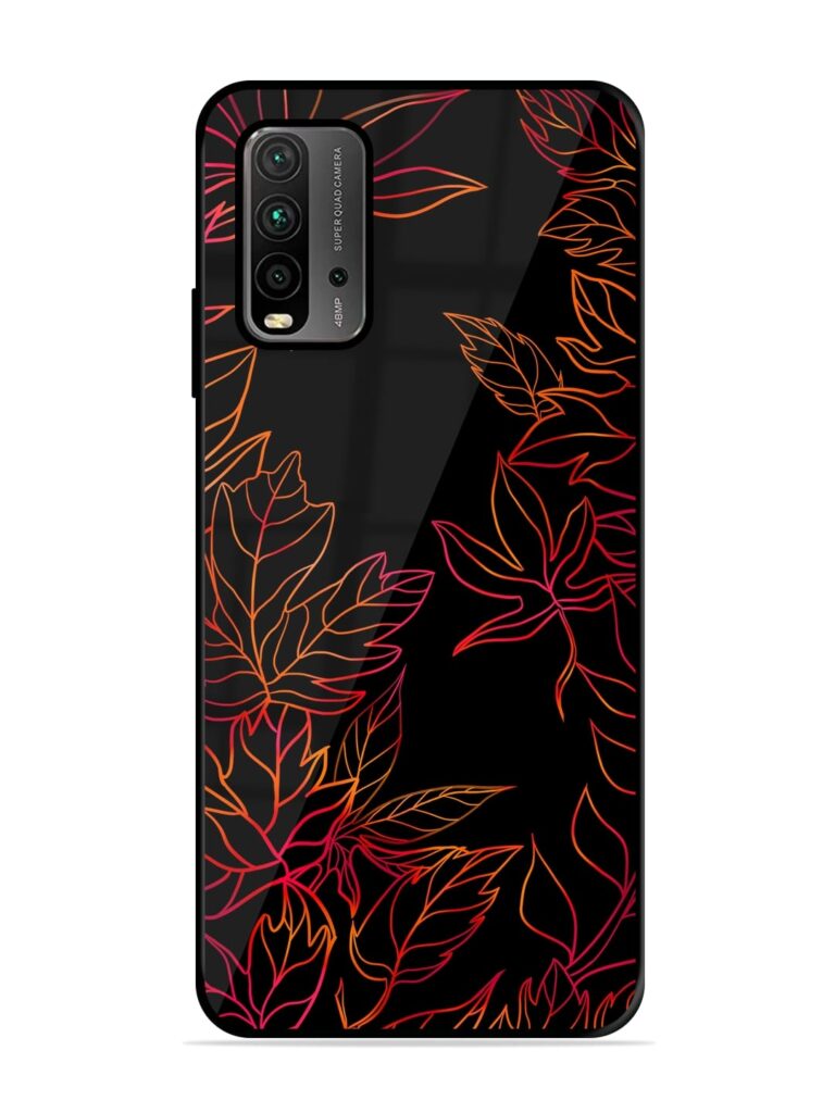 Red Floral Pattern Premium Glass Case for Xiaomi Redmi 9 Power Zapvi
