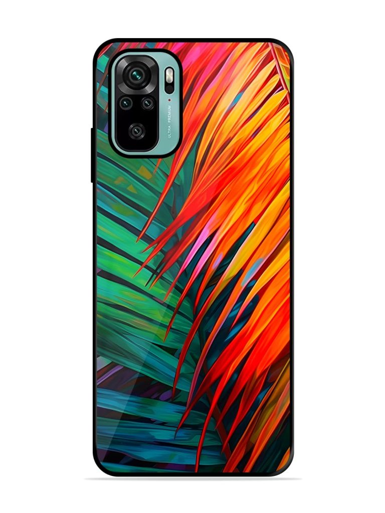 Painted Tropical Leaves Glossy Metal TPU Case for Xiaomi Redmi Note 10s Zapvi