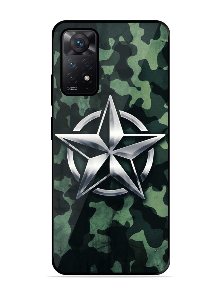 Indian Army Star Design Glossy Metal Phone Cover for Xiaomi Redmi Note 11 Pro (4G) Zapvi