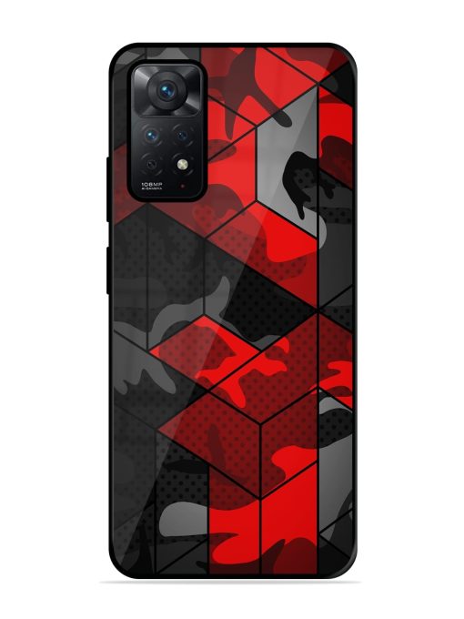 Royal Red Camouflage Pattern Glossy Metal Phone Cover for Xiaomi Redmi Note 11 Pro (4G) Zapvi