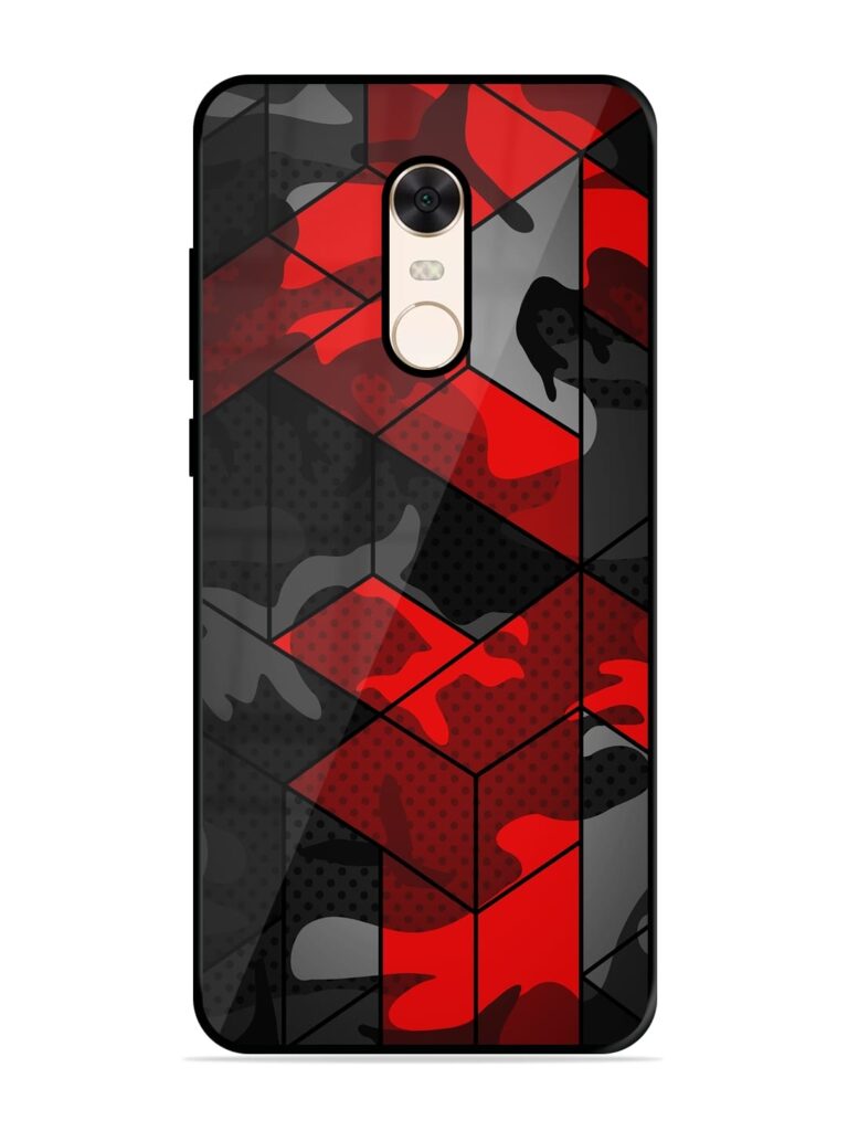 Royal Red Camouflage Pattern Premium Glass Case for Xiaomi Redmi Note 5 Zapvi