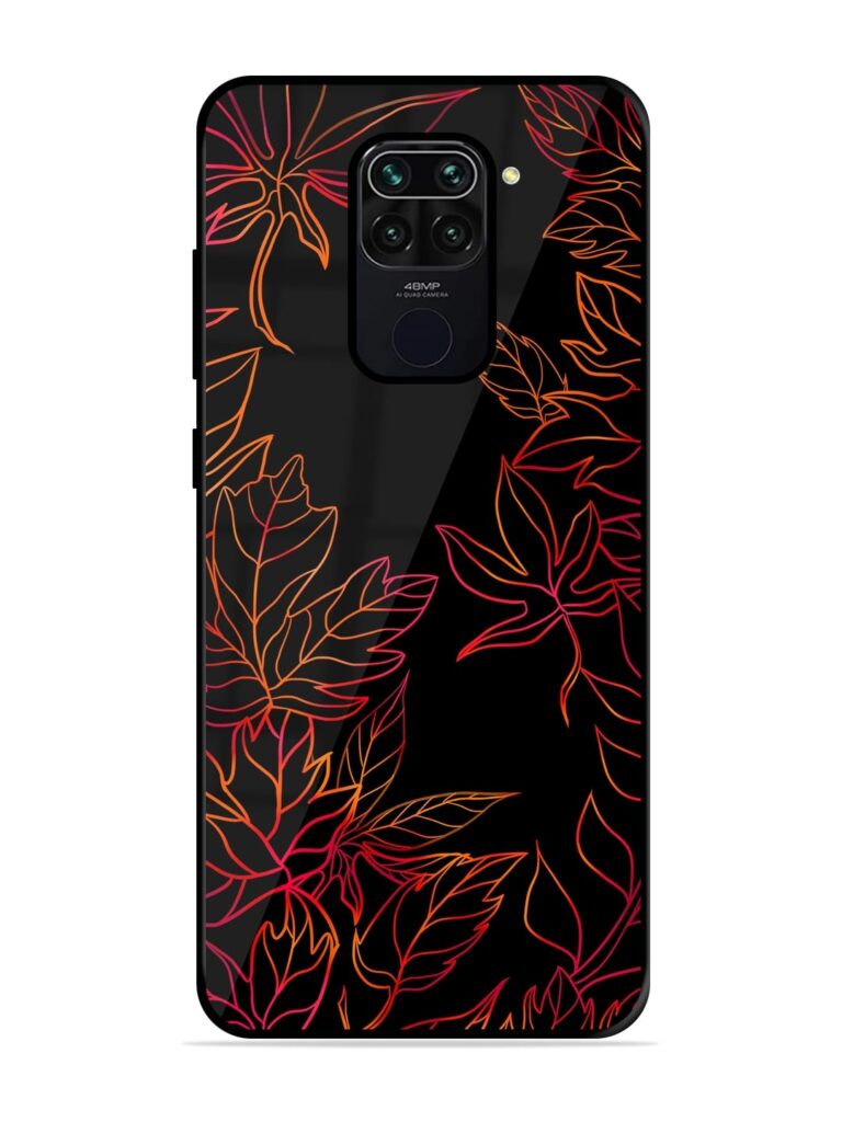 Red Floral Pattern Premium Glass Case for Xiaomi Redmi Note 9 Zapvi