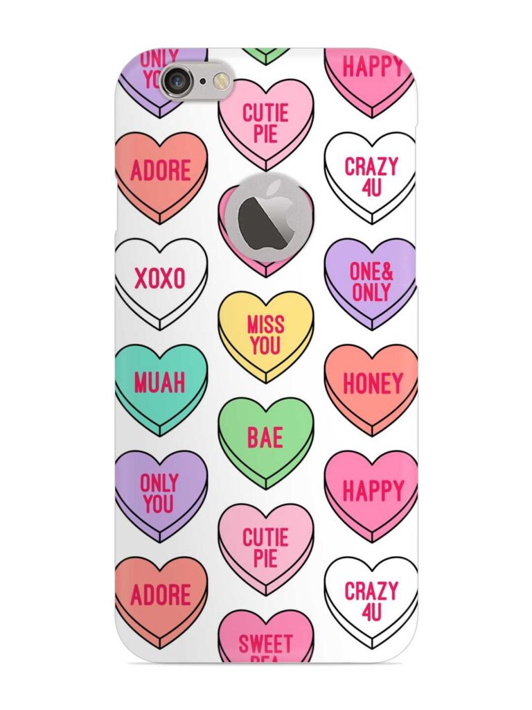 Colorful Heart Candy Snap Case for Apple iPhone 6 (Logo Cut) Zapvi