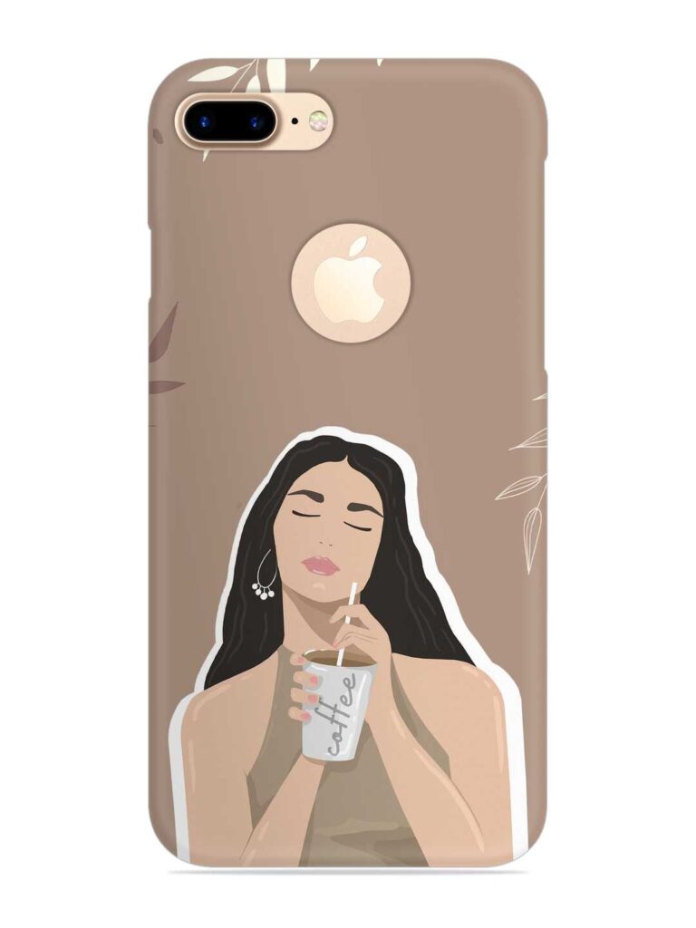 Girl With Coffee Snap Case for Apple iPhone 7 Plus (Logo Cut) Zapvi