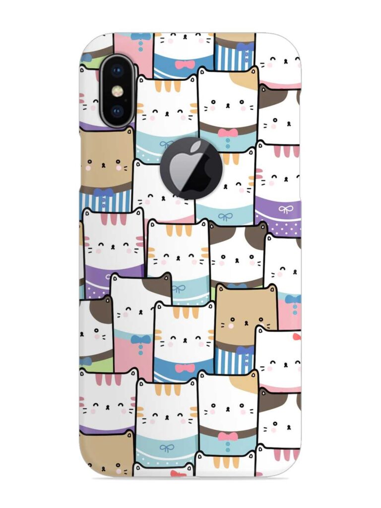 Cute Adorable Cat Snap Case for Apple iPhone X (Logo Cut) Zapvi