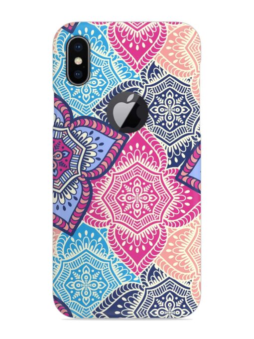 Ethnic Floral Seamless Snap Case for Apple iPhone X (Logo Cut) Zapvi