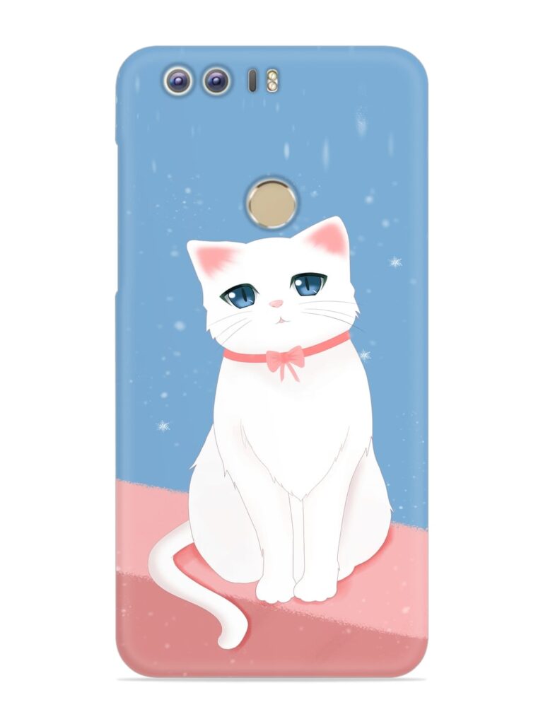 Cute White Cat Snap Case for Honor 8 Zapvi