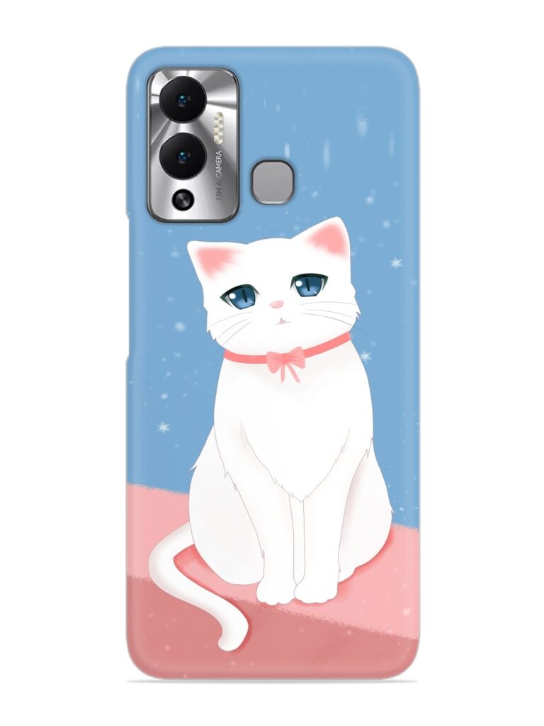 Cute White Cat Snap Case for Infinix Hot 12 Play Zapvi