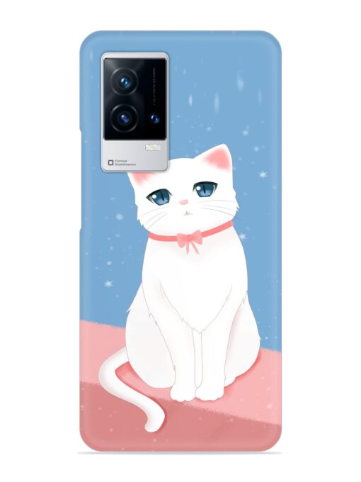 Cute White Cat Snap Case for iQOO 8 Zapvi