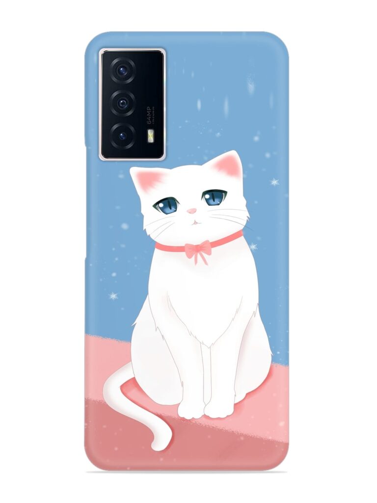 Cute White Cat Snap Case for iQOO Z5 (5G) Zapvi