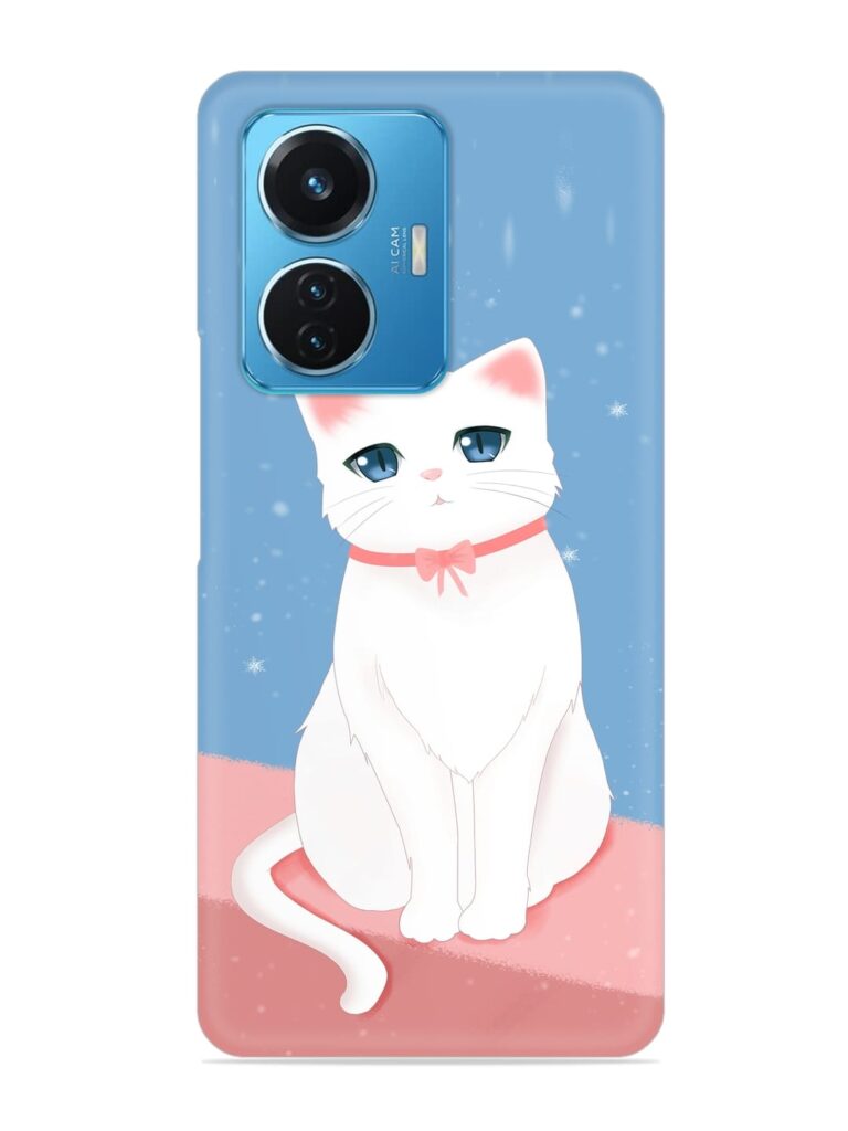 Cute White Cat Snap Case for iQOO Z6 (44W) Zapvi
