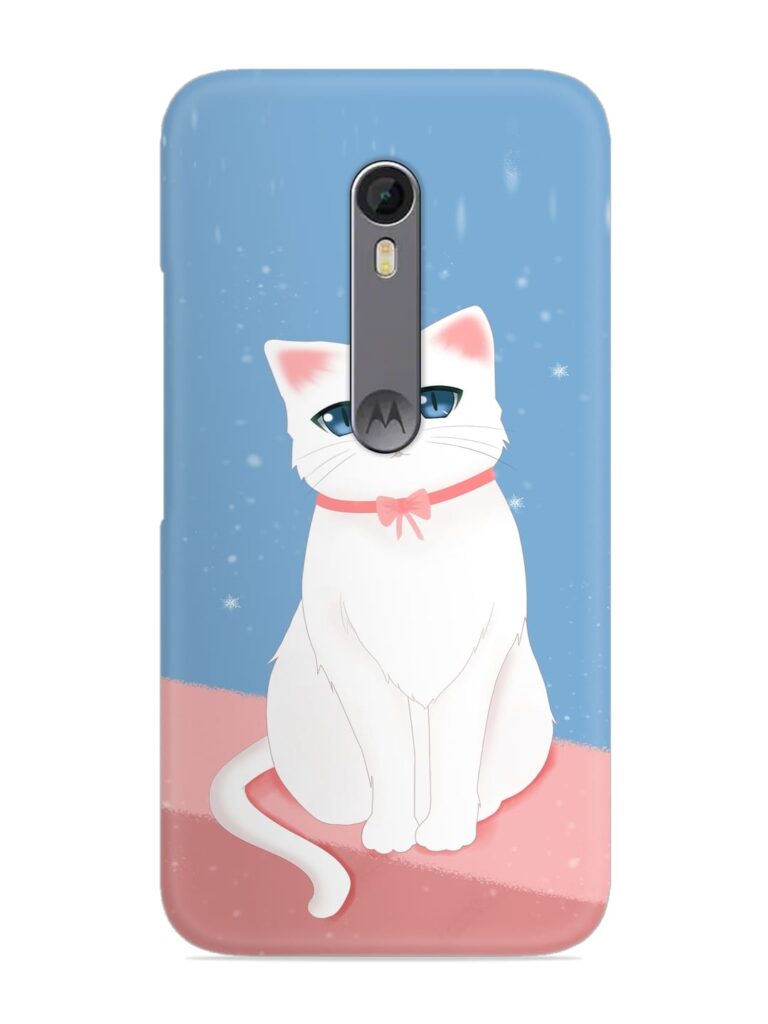 Cute White Cat Snap Case for Motorola Moto X Style Zapvi