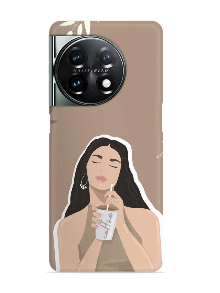 Girl With Coffee Snap Case for OnePlus 11 (5G) Zapvi