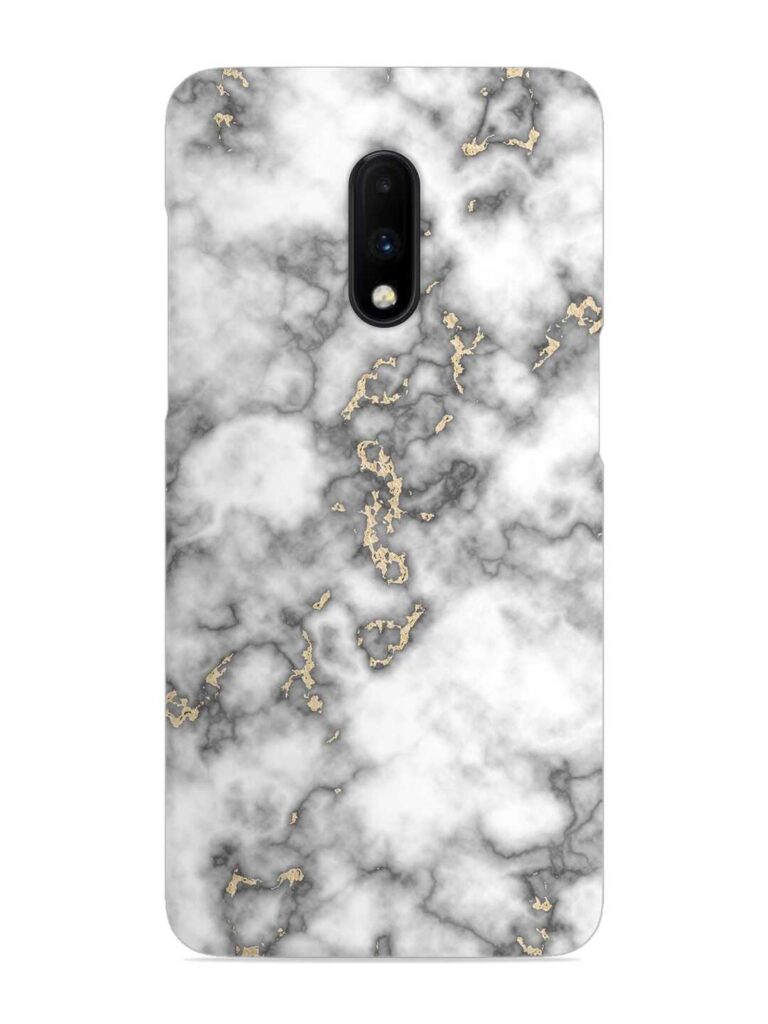 Gray And Gold Marble Snap Case for OnePlus 7 Zapvi