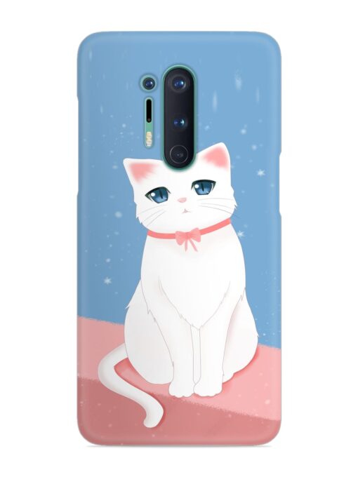 Cute White Cat Snap Case for OnePlus 8 Pro Zapvi