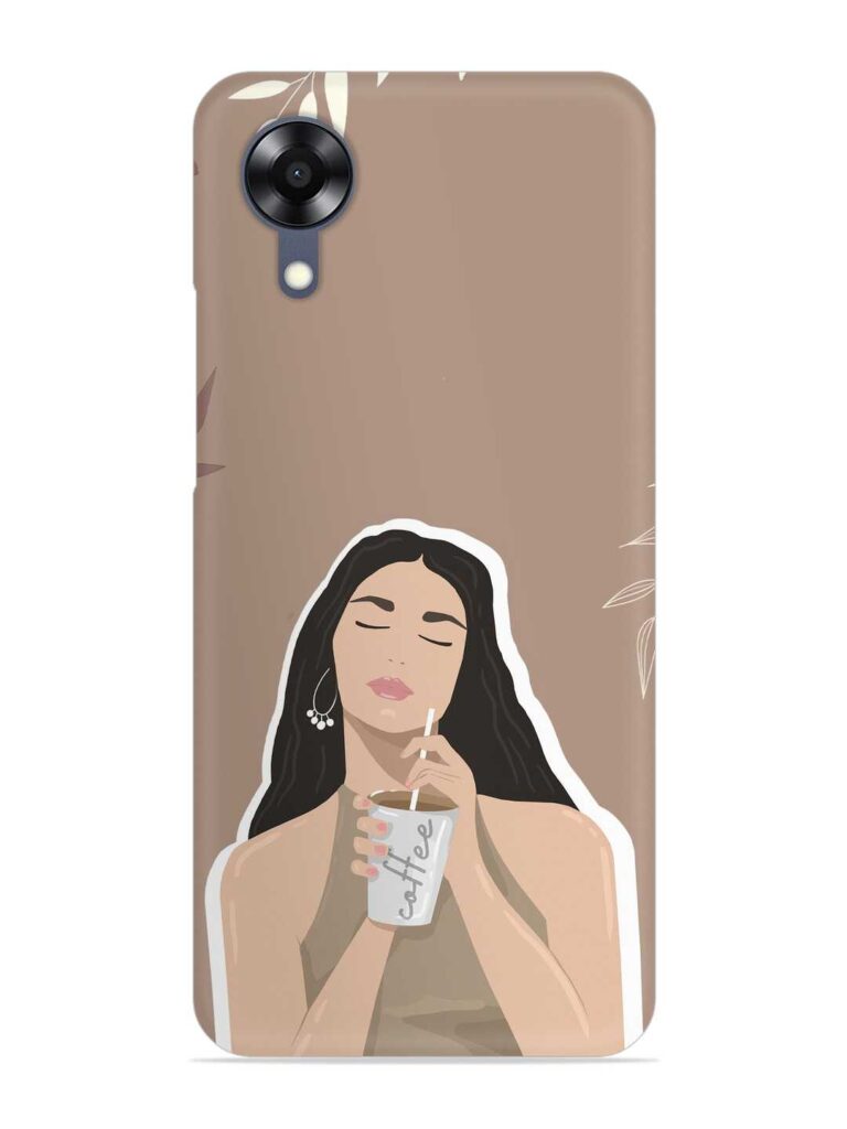 Girl With Coffee Snap Case for Oppo A17K Zapvi