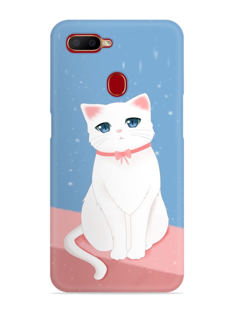 Cute White Cat Snap Case for Oppo A7x Zapvi