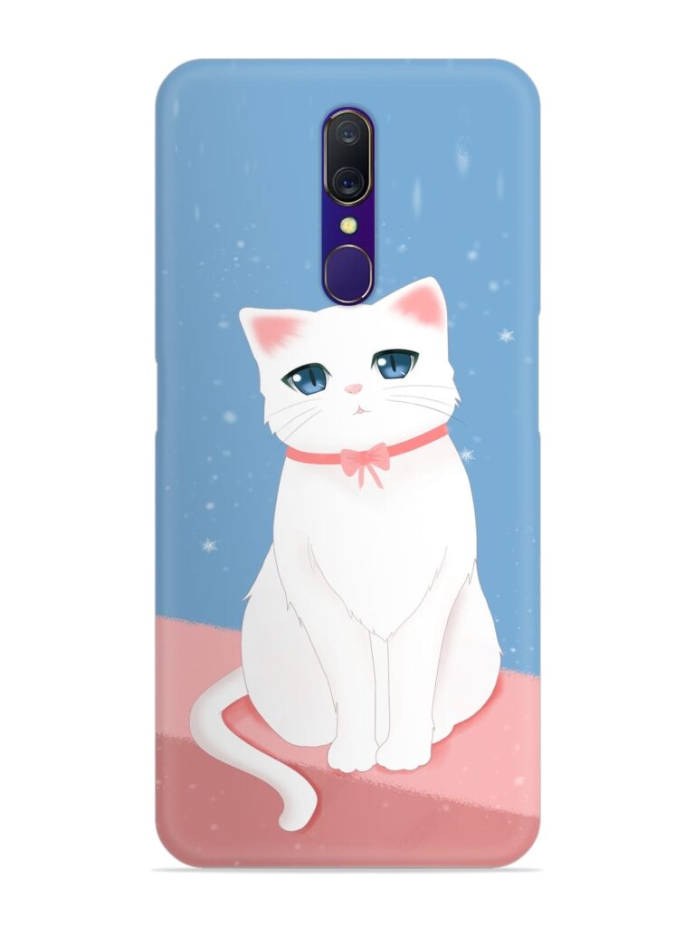 Cute White Cat Snap Case for Oppo A9 Zapvi