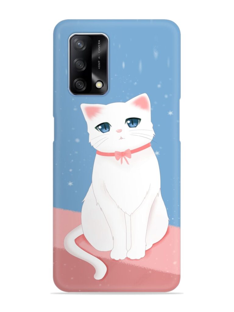Cute White Cat Snap Case for Oppo F19 Zapvi