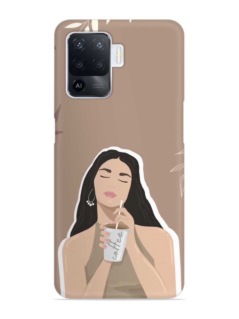 Girl With Coffee Snap Case for Oppo F19 Pro Zapvi