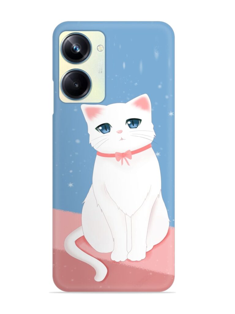 Cute White Cat Snap Case for Realme 10 Pro (5G) Zapvi