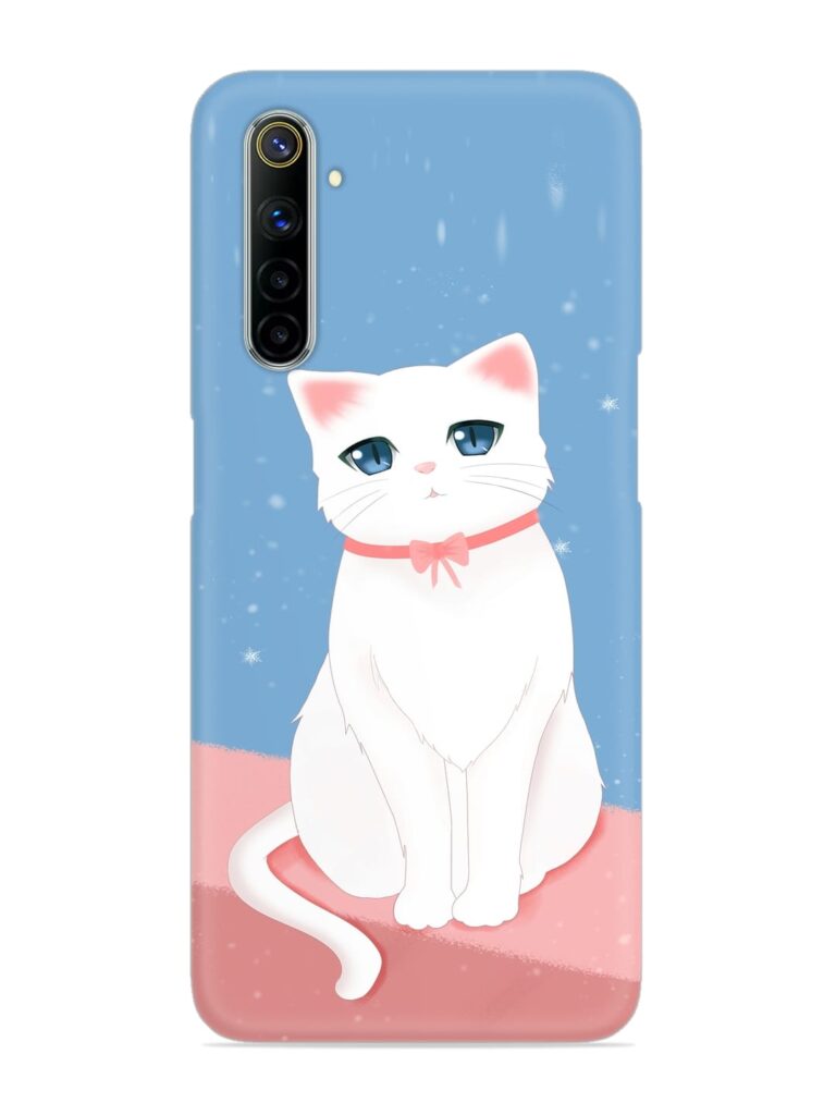 Cute White Cat Snap Case for Realme 6 Zapvi