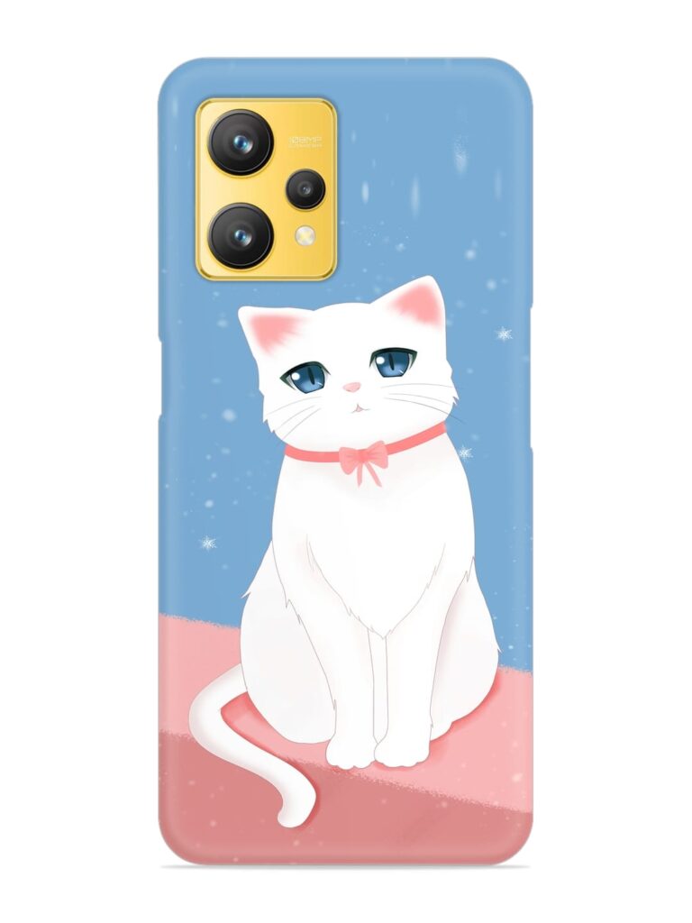 Cute White Cat Snap Case for Realme 9 (4G) Zapvi
