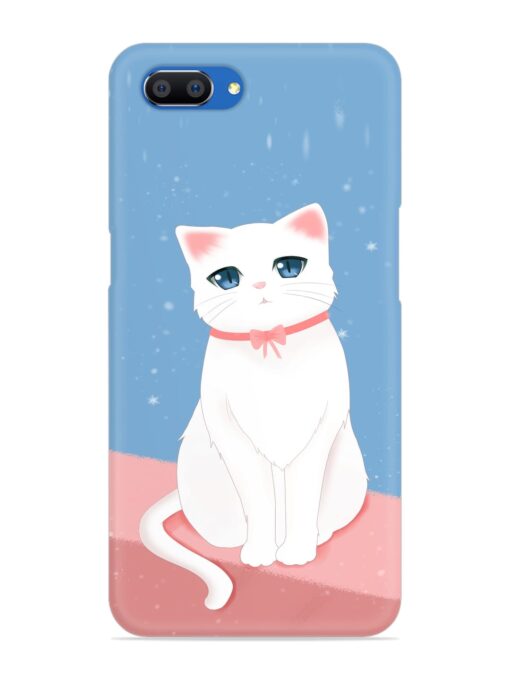 Cute White Cat Snap Case for Realme C1 Zapvi