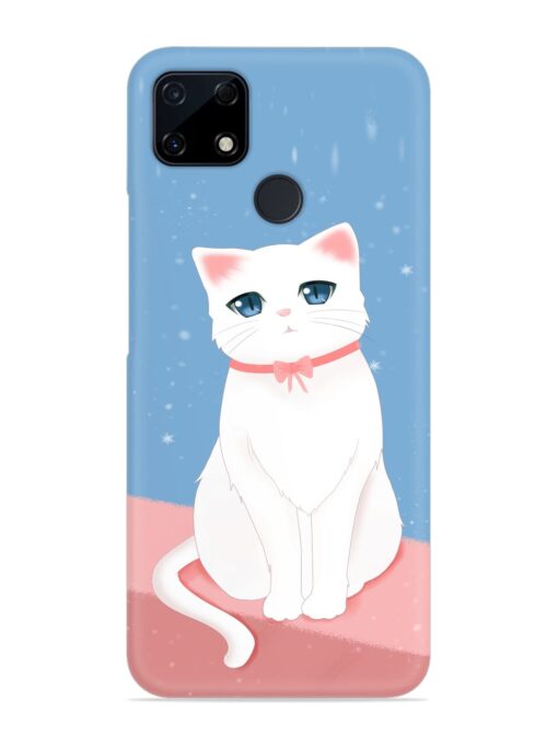 Cute White Cat Snap Case for Realme C12 Zapvi