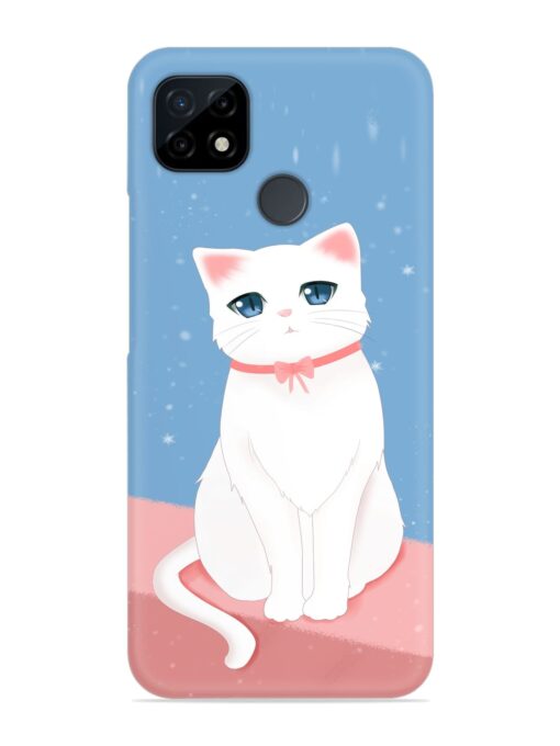 Cute White Cat Snap Case for Realme C21 Zapvi