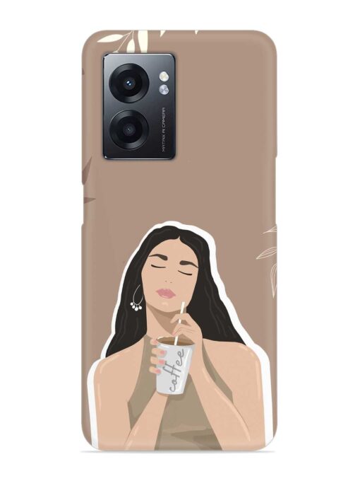 Girl With Coffee Snap Case for RealMe Narzo 50 (5G) Zapvi