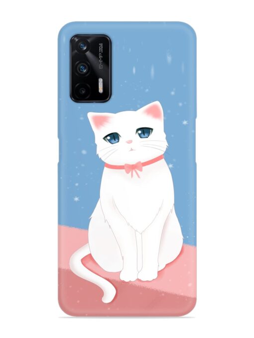 Cute White Cat Snap Case for Realme X7 Max (5G) Zapvi