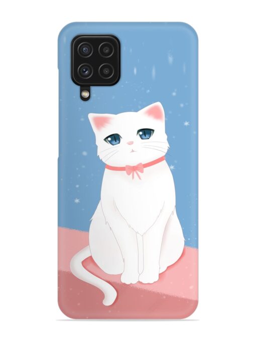 Cute White Cat Snap Case for Samsung Galaxy A22 (4G) Zapvi