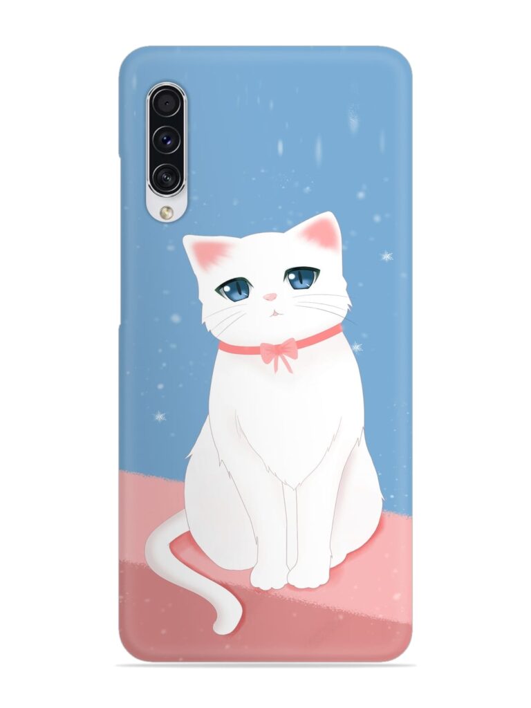 Cute White Cat Snap Case for Samsung Galaxy A70s Zapvi
