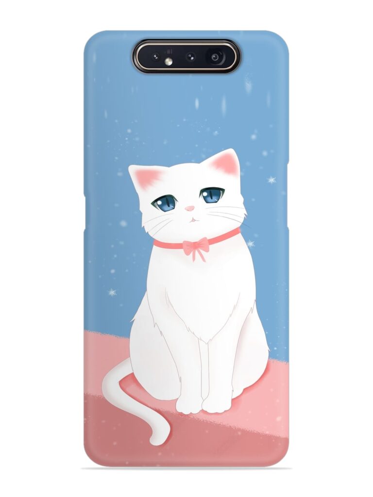 Cute White Cat Snap Case for Samsung Galaxy A80 Zapvi