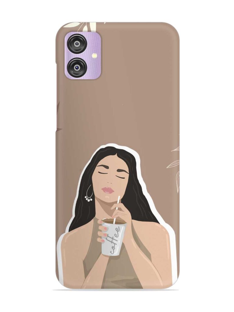 Girl With Coffee Snap Case for Samsung Galaxy F04 Zapvi